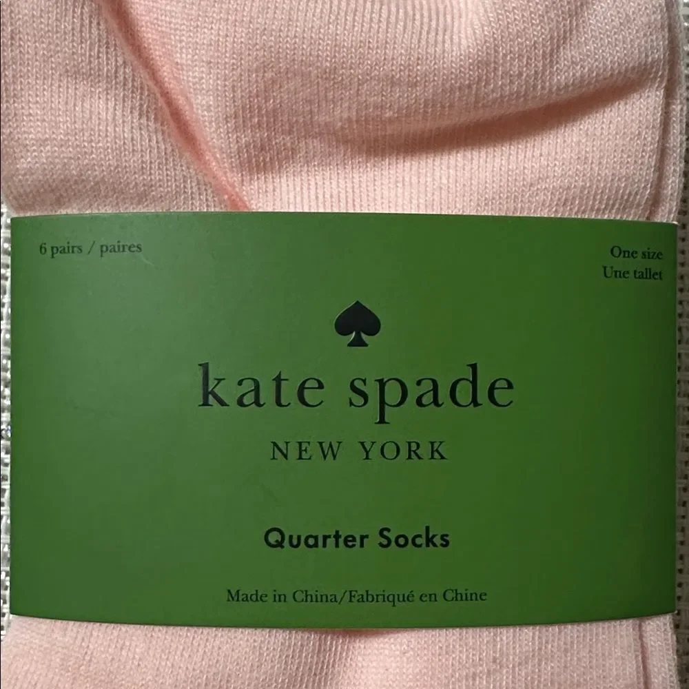 kate spade 6 pairs White Pink Mauve Quarter Cotton Blend Socks